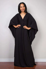 Vestidos Kaftan de Praia Plus Size para Mulheres, com Decote em V e Manga Morcego, em Cores Sólidas, Roupas de Lazer