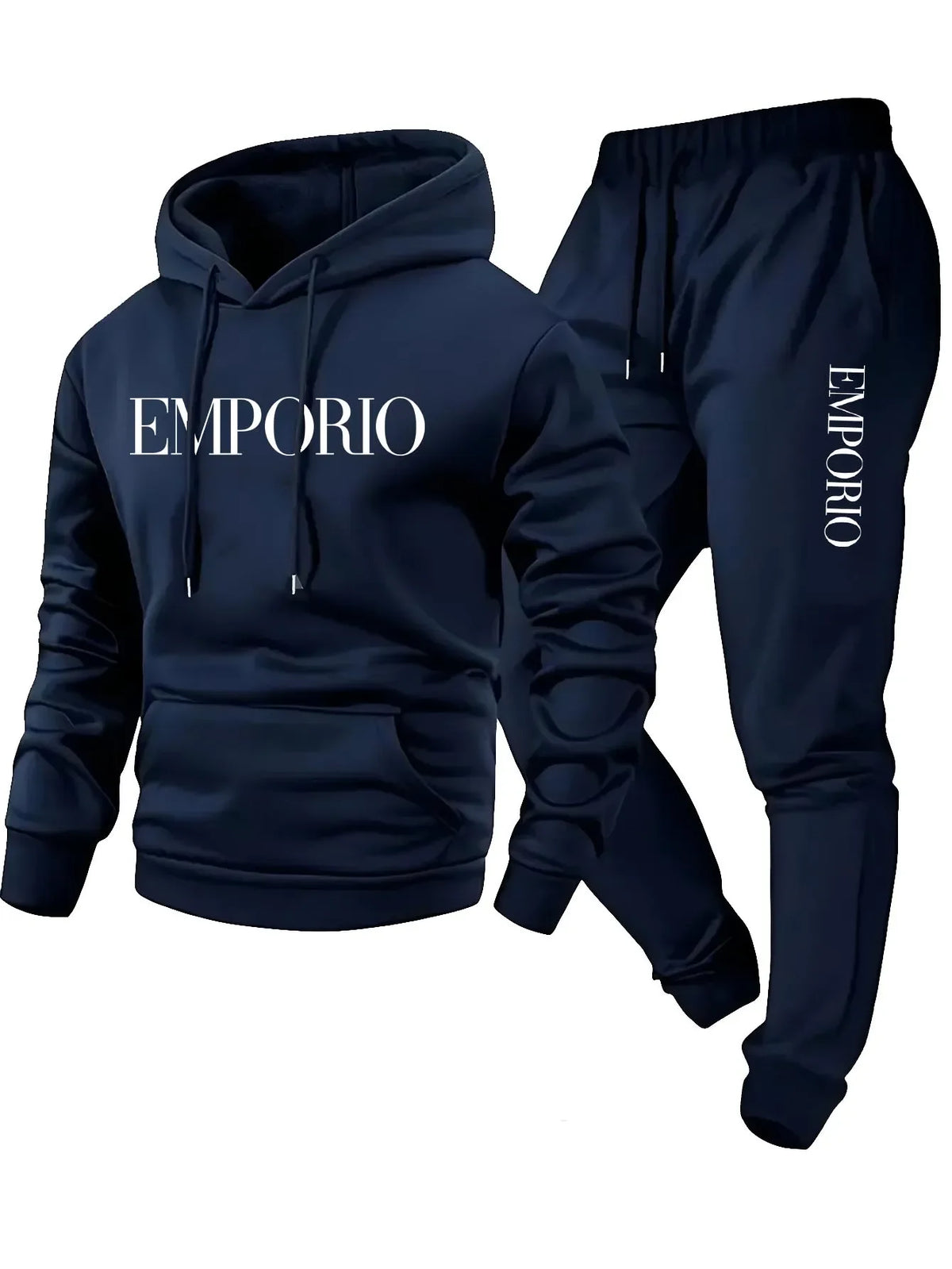 Conjunto de agasalho de cor sólida masculino, moletom quente de inverno com capuz e corredores, roupa casual streetwear, roupas atléticas de treino de ginástica