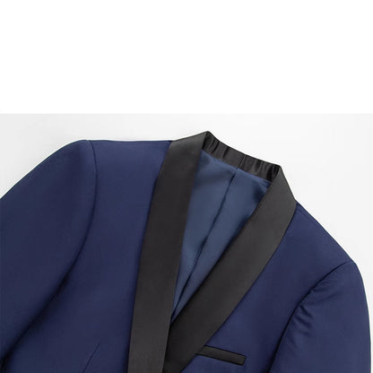 Mens Blazer Slim Fit Tuxedo Suits Jacket Shawl Collar Solid Jacket Wedding Dinner Prom One Button Blazer Jacket
