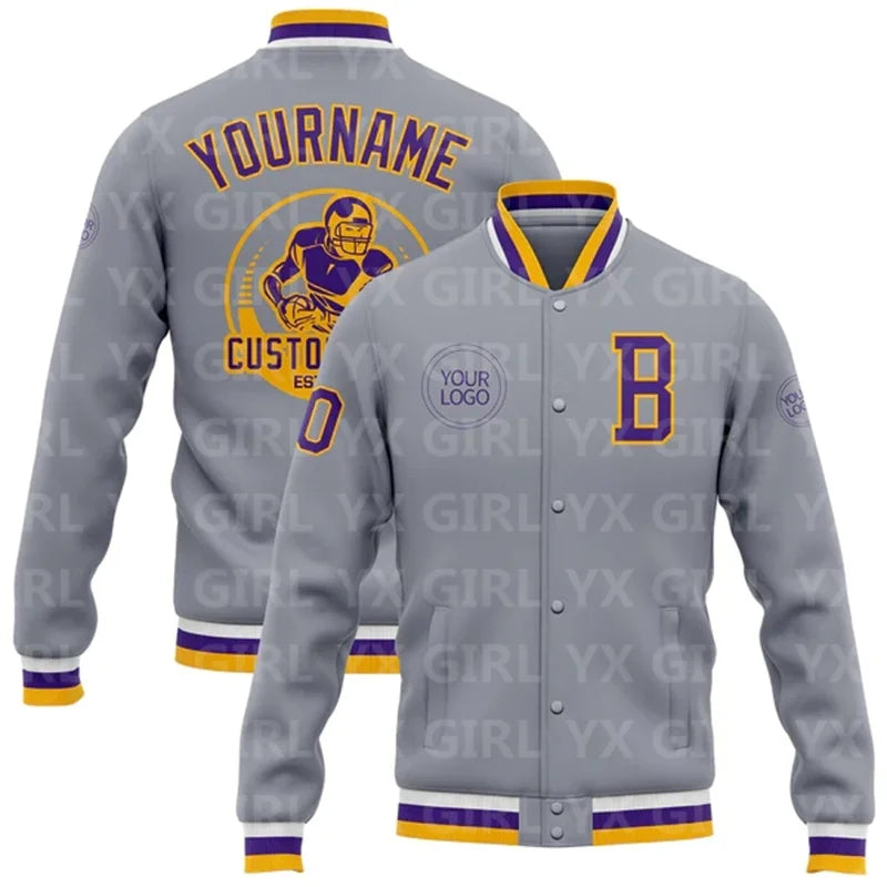 Jaqueta Varsity Personalizada Preta e Branca com Botões, Jaqueta de Baseball