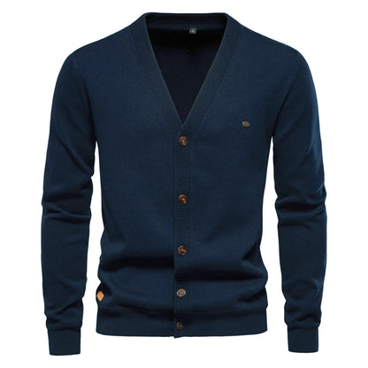 Aiopeson 2024 novo outono algodão cardigan camisola masculina casual único breasted cor sólida de alta qualidade camisola de algodão masculino
