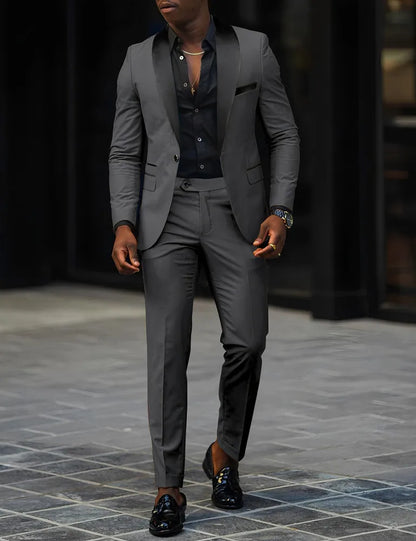 2-Piece Men's Suit Suitable For Wedding Business Suits, Single Button Jackets And Pants Sets, Slim Fit Jacket Sets