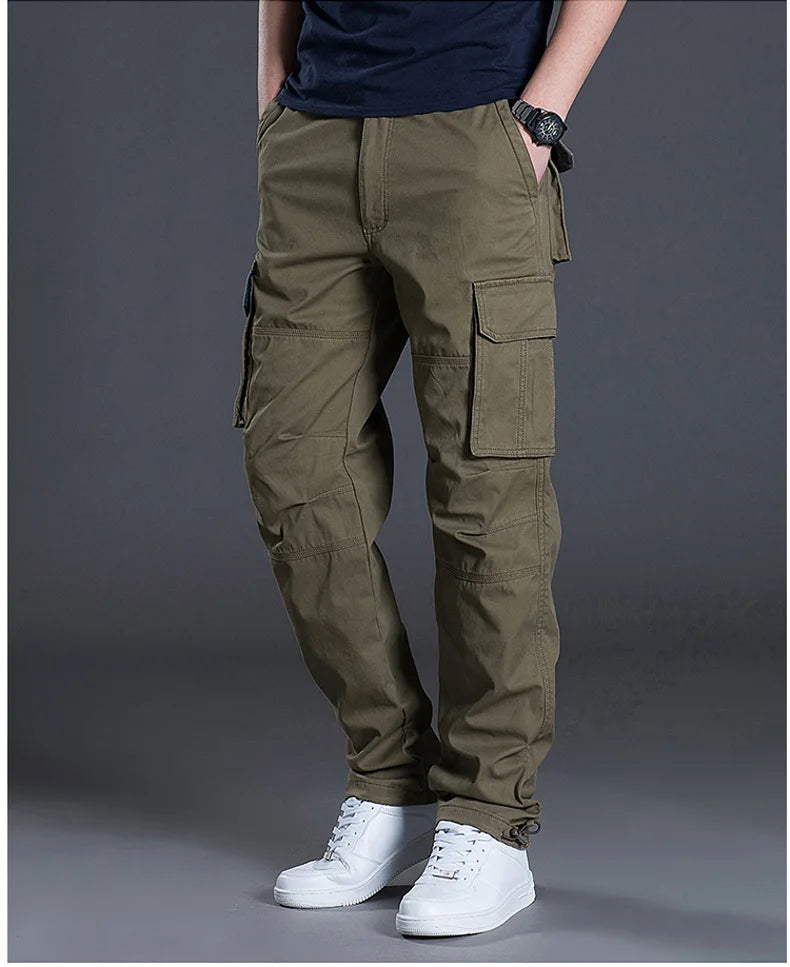 Calças de carga masculinas verão primavera algodão trabalho wear novo em tamanho grande 6xl casual escalada joggers sweatpants hombre outono