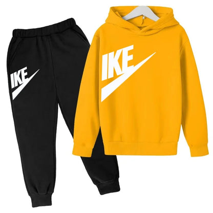 Conjunto de Moletom Infantil de Outono com Letras, Pulôver Esportivo para Crianças de 3 a 12 Anos, Casaco + Calças, Presente de Aniversário para Meninos e Meninas, Roupas de Lazer e Moda