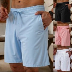 Novos Shorts Casuais Masculinos de Verão, Calças de Praia Leves e de Secagem Rápida em Cores Sólidas, Confortáveis para Férias na Praia