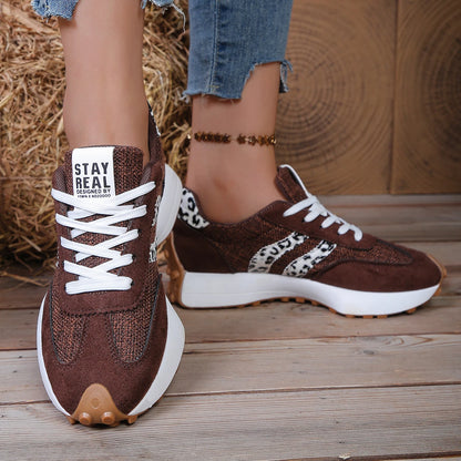 Tênis feminino casual da moda outono, com patchwork, confortável e respirável.