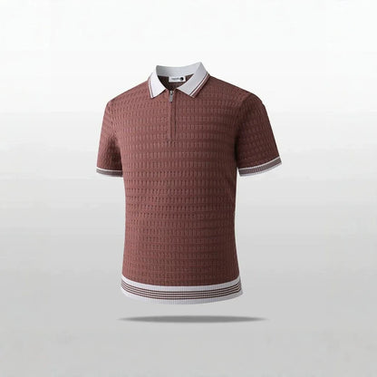 Camisa Polo Masculina de Malha Estilo Novo Verão 2026 Manga Curta Textura 3D Vazada Slim Fit Respirável Casual Elegante