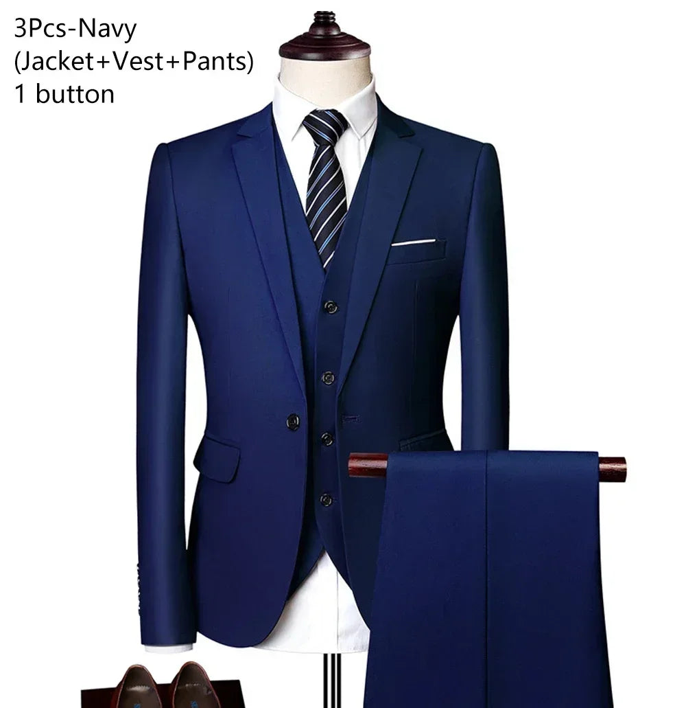 Ternos para homens elegante casamento 3 peças blazers outfit 2 conjunto jaquetas colete calças completo 2025 moda clássico negócios formal
