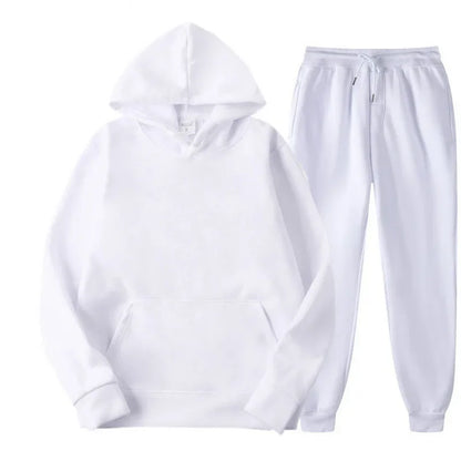 Conjunto Esportivo Masculino Outono/Inverno 2026, Cor Sólida, Duas Peças, Moletom com Capuz e Calças de Jogging, Roupas Casuais Esportivas 2026