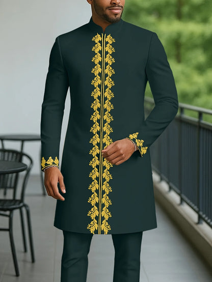 Novo Terno Masculino 2025, Bolso Branco, Conjunto de 2 Peças, Terno Casual de Luxo para Casamento, Estilo Tradicional Africano de Minorias Étnicas