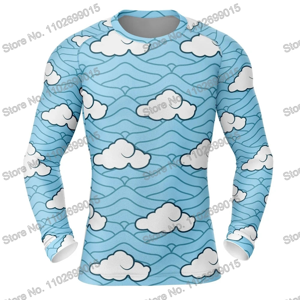 Matador de demônios Surfando Natação Mergulhando Camiseta Espartilho Manga comprida Guarda Erupção Trajes de banho Homens Proteção UV Roupas de surf Praia Tops de Fato Flutuante
