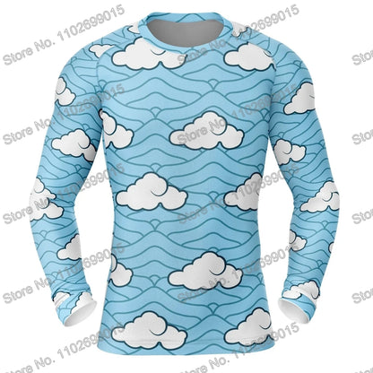 Matador de demônios Surfando Natação Mergulhando Camiseta Espartilho Manga comprida Guarda Erupção Trajes de banho Homens Proteção UV Roupas de surf Praia Tops de Fato Flutuante