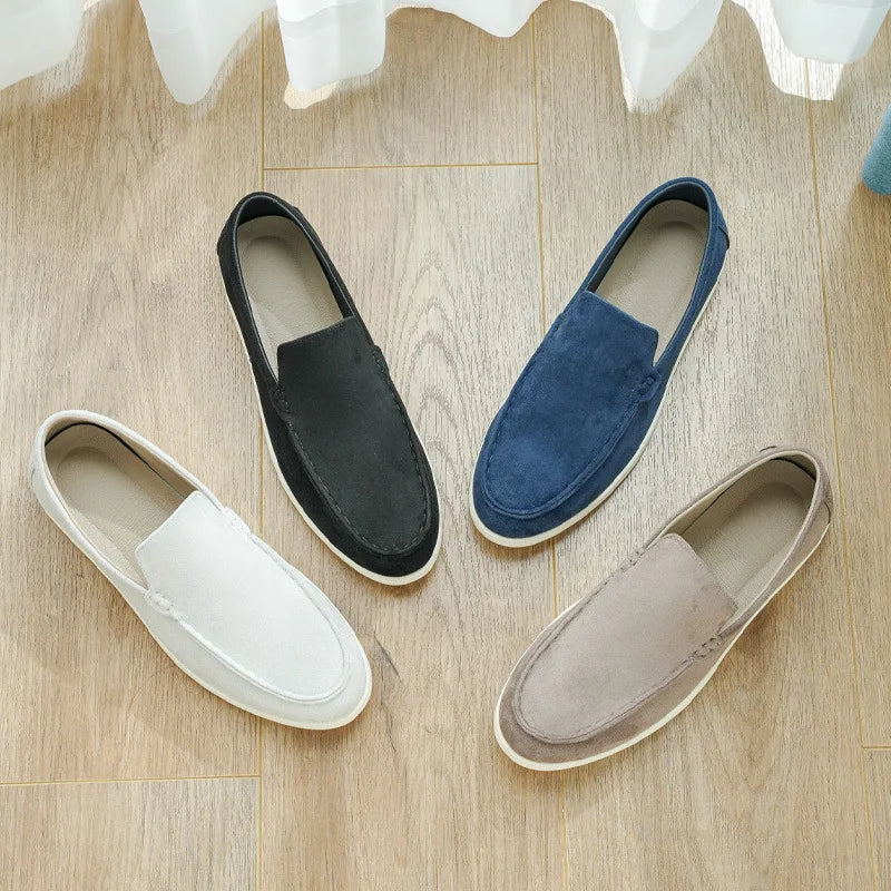 Mocassins Masculinos Confortáveis para Dirigir, Sapatos Slip-On de Couro Camurça Macio Antiderrapantes para Viagens Longas, Sapatos Casuais Masculinos para Caminhada