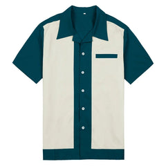Camisa casual masculina de manga curta com lapela de boliche, camisa esportiva diária, roupas de clube confortáveis e respiráveis, entrega rápida