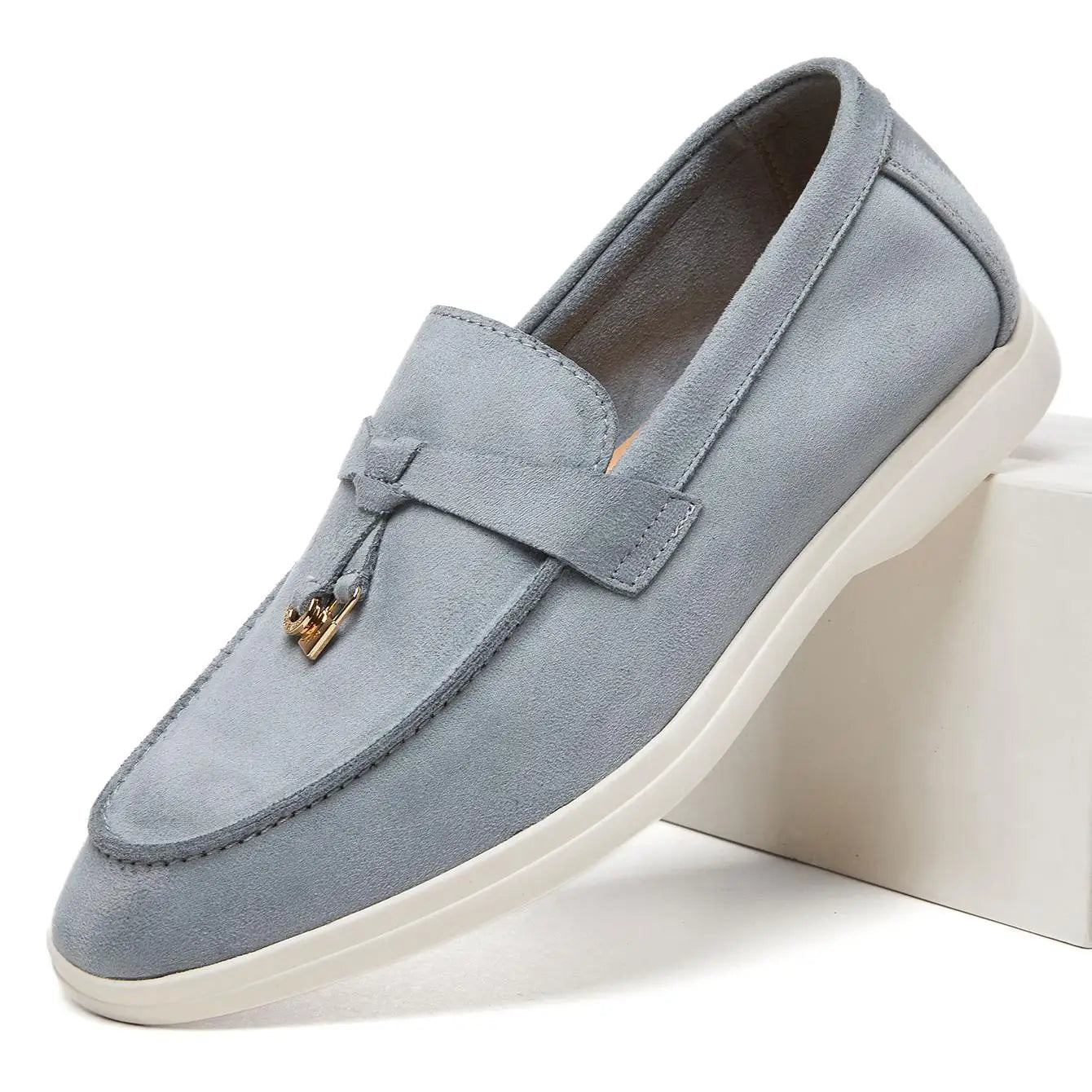 Mocassins Masculinos de Camurça com Borlas, Sola Plana Leve Antiderrapante para Uso Diário, Escritório e Direção - Novo Desai 2026