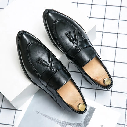 Sapatos de condução de borla masculino, sapatos deslizantes, vestido de casamento, preto, marrom, confortável, na moda, Oxford, masculino