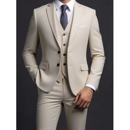Terno (blazer + colete + calças) masculino elegante cavalheiro negócios estilo britânico cor sólida banquete anfitrião casual terno de casamento