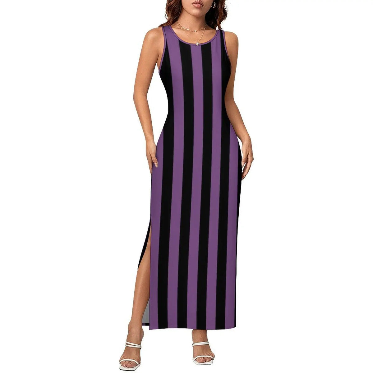 Vestido Bodycon com Estampa Abstrata, Vestido Maxi Retrô de Verão, Sem Mangas, Casual, Estilo Y2k, Tamanho Grande 4XL