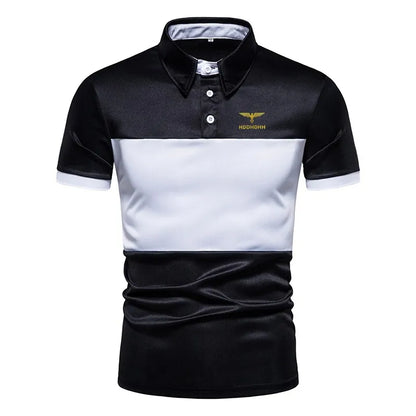 2025 New Men's Fashion Summer Stripe Printing Comfortable and Breathable Polo Shirt Outdoor Leisure Sportswear