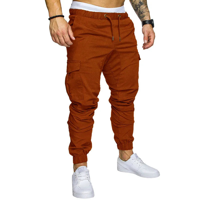 Novas Calças Casuais Masculinas de Tecido Trançado Streetwear Novas Calças de Trabalho com Múltiplos Bolsos