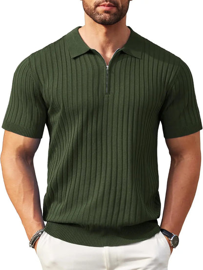 Camisa polo masculina casual de manga curta, luxo, moda verão, respirável, cor sólida, camisa de malha, camiseta masculina