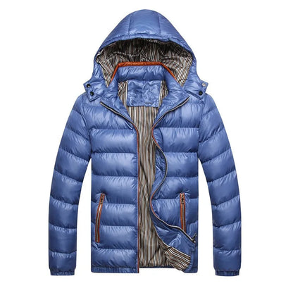 Jaqueta masculina casual de algodão, modelo parka, para outono e inverno, com capuz e acolchoamento, à prova de vento, ideal para viagens e atividades ao ar livre