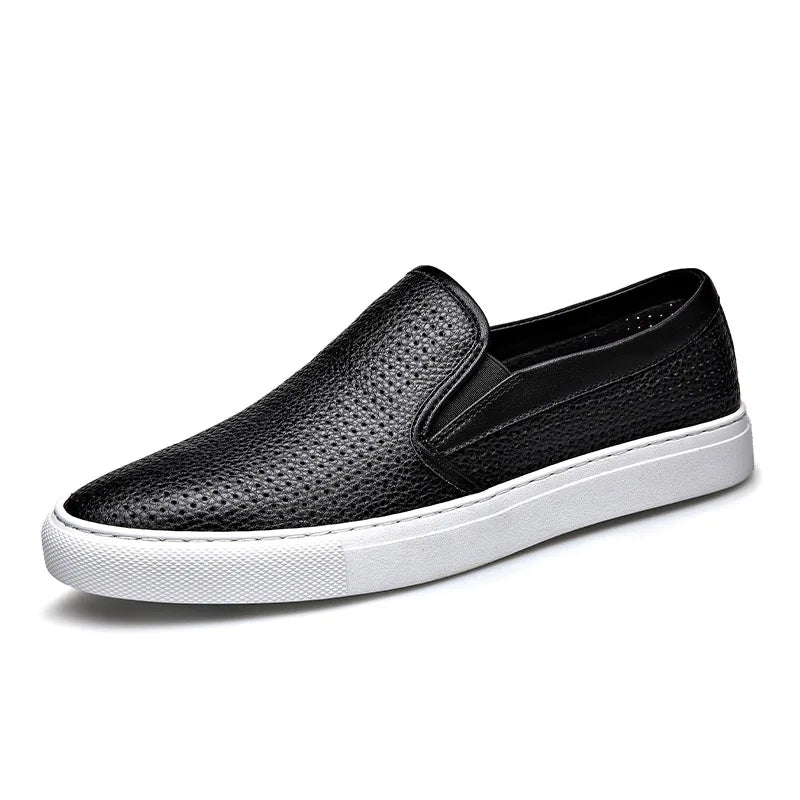 Sapatos Casuais Masculinos de Couro Genuíno, Marca de Luxo, Mocassins Respiráveis, Sapatos Italianos para Dirigir, Slip-on, Chaussure Homme