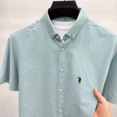 Camisa de Manga Curta 100% Algodão de Marca de Luxo com Bordado de Pônei, Nova Moda Casual para o Verão, Vestuário Masculino Paul