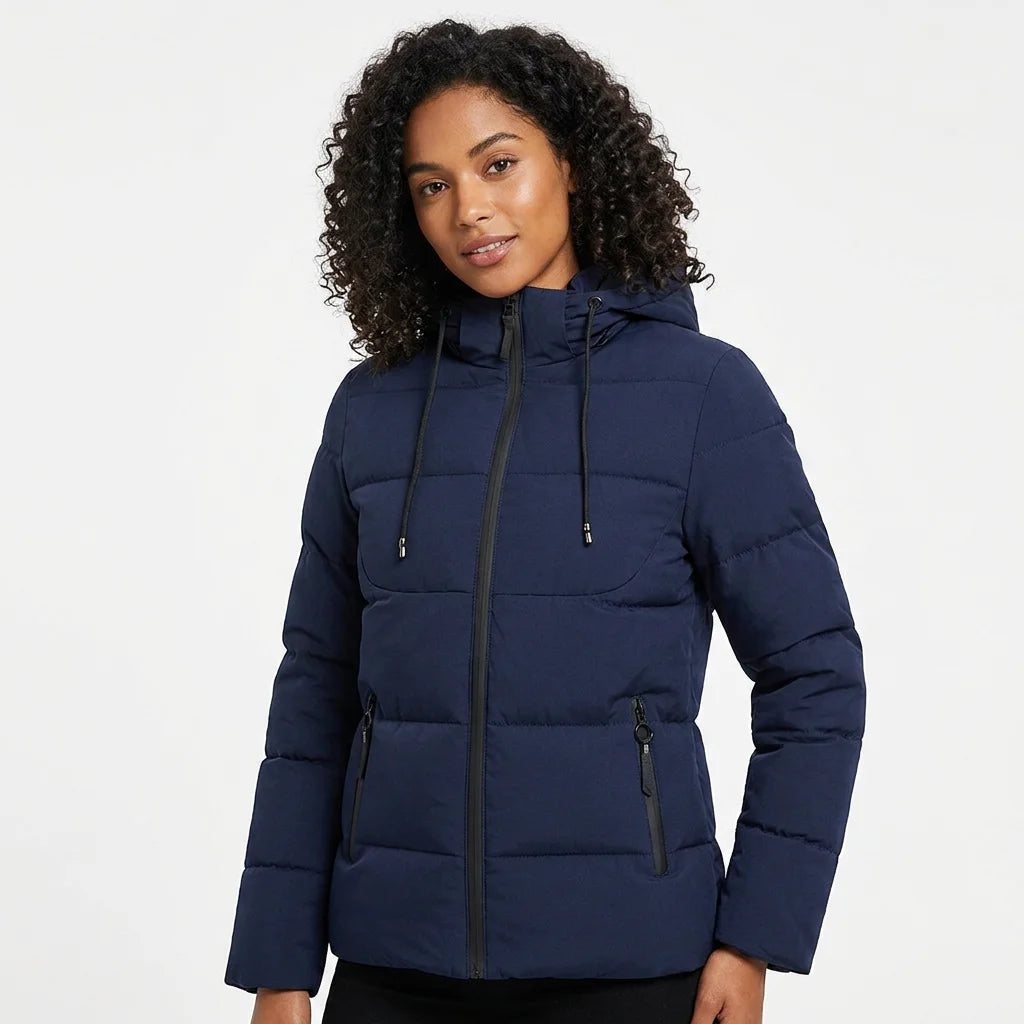 Men's Winter Puffer Hooded Jacket Thick Polyester Filled Zipper Front Logo Casual Style Regular Length Solid Color Windproof