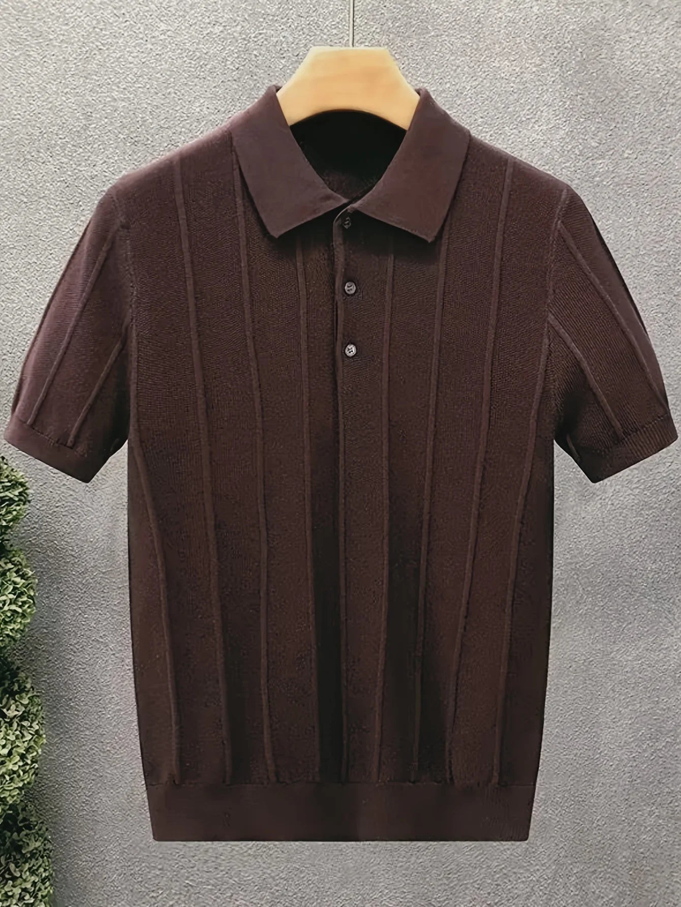 Suéter masculino de gola alta canelada - Camisa casual folgada de primavera com botões - Pulôver simples de cor única - Estilo aconchegante e moderno