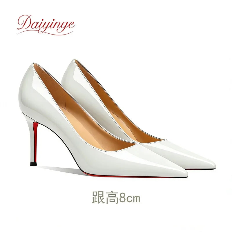 Sapatos femininos da tendência 2026: luxuosos, com sola vermelha, salto alto, bico fino, scarpin agulha de 12 cm, confortáveis para festas e casamentos.