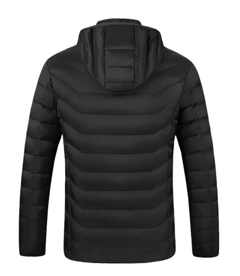 Novo inverno masculino quatro controle 21 zona aquecimento inteligente e aquecimento elegante e casual casaco de algodão com capuz (sem banco de potência)