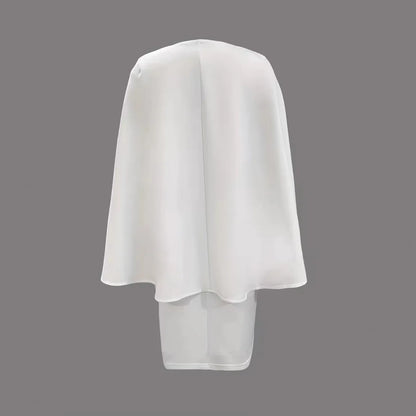 Saia Midi Elegante com Decote em V e Zíper Traseiro para Mulheres, Saia Estilosa com Aplicações de Pérolas, Estilo Elegante em Poliéster