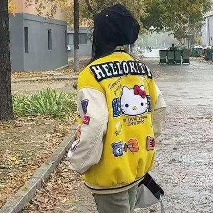 2025 americano retro gato reunindo bordado emenda uniforme de beisebol para homens e mulheres marca de moda solta gola jaqueta