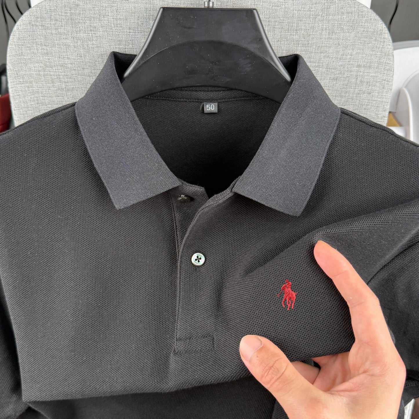 Camisa Polo Masculina de Manga Curta 100% Algodão Puro de Marca de Luxo, Coleção Verão 2026, com Bordado de Pônei, Estilo Golfe e Casual