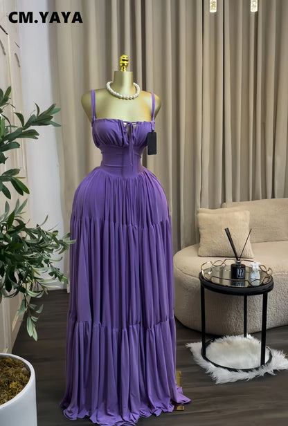 CM.YAYA 2026 Novo Vestido Longo Maxi Feminino Halter Sem Alças para Verão, Festa, Aniversário, Praia, Sexy, Férias