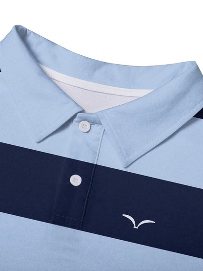 Men's Fashionable Summer Striped Casual Short Sleeved Shirt, Button Neck, Mixed Color Suitable for Golf or Casual Wear