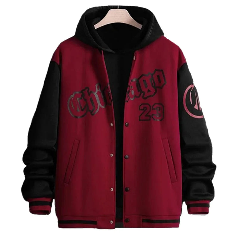 Jaqueta Masculina Manga Longa O-Gola, Carta Impressa Golf Wear, Jaqueta de Beisebol, Casacos Casuais, Primavera, Outono, S-XXL