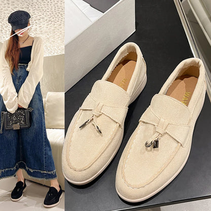 Apartamentos casuais femininos primavera outono nova sola grossa camurça antiderrapante mocassins mulher condução sapatos de plataforma caminhada