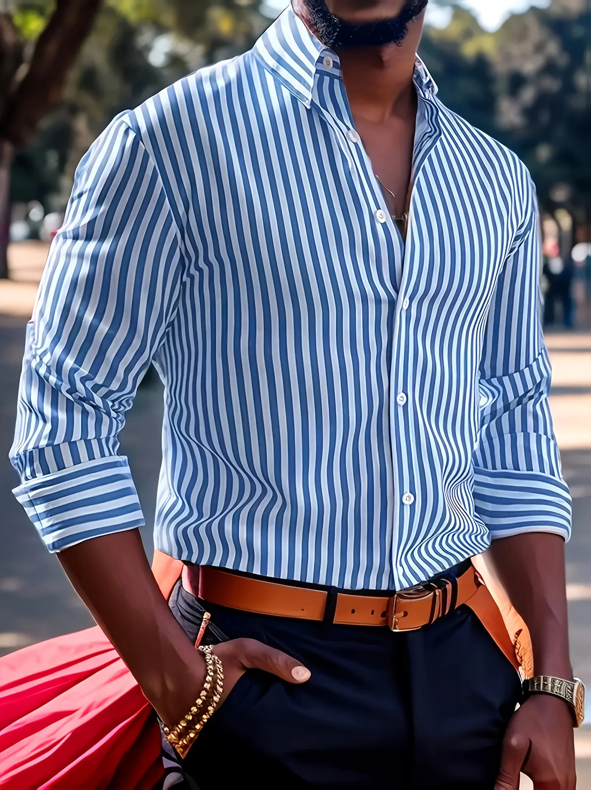 Camisa masculina casual regular listrada manga comprida cor sólida poliéster botão lapela, 6 cores, tecido, tecido não elástico
