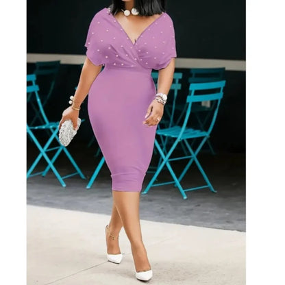 Mulheres cor sólida sem alças com decote em v meia manga vestidos 2025 moda volta zíper com contas de bolha feminino verão elegante vestidos