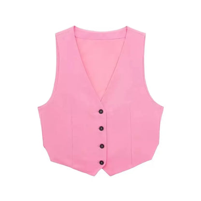 Conjunto Casual Feminino HH de 2 Peças, Top de Alça em V e Calças Slim de Cintura Alta, Roupas Casuais para Escritório e Uso Diário