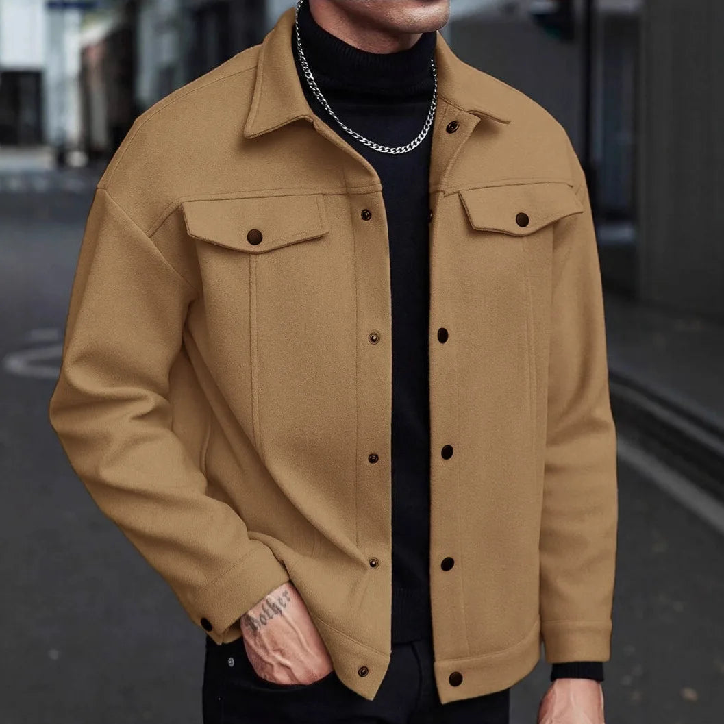 2025 Jaqueta de lã com botões estilo europeu outono/inverno para homens – Casual, esportiva, de negócios – Tamanho europeu