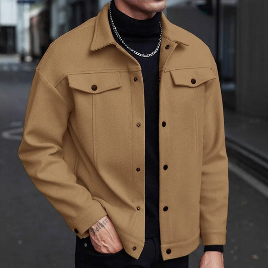 2025 Jaqueta de lã com botões estilo europeu outono/inverno para homens – Casual, esportiva, de negócios – Tamanho europeu