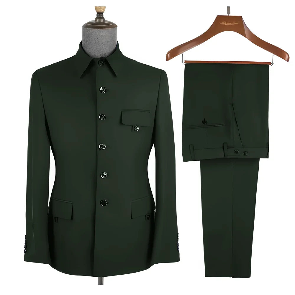Terno masculino formal azul real, conjunto de 2 peças, gola, blazer, calças, slim fit, casamento, noivo, smoking, vestido de festa