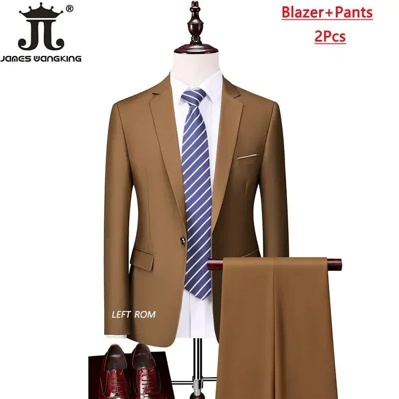 M-6XL 15 Cores (Jaqueta+Colete+Calças) Trajes Formais para Escritório Masculinos Vestido de Casamento para Noivos Vestido de Festa Terno de Cor Sólida