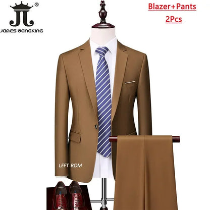 M-6XL 15 Cores (Jaqueta+Colete+Calças) Trajes Formais para Escritório Masculinos Vestido de Casamento para Noivos Vestido de Festa Terno de Cor Sólida