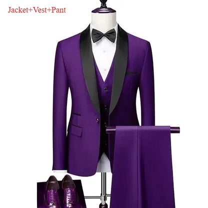 Lapela masculina preto terno conjunto casaco colete calças/negócios padrinhos noivo vestido de casamento fprmal blazer calças