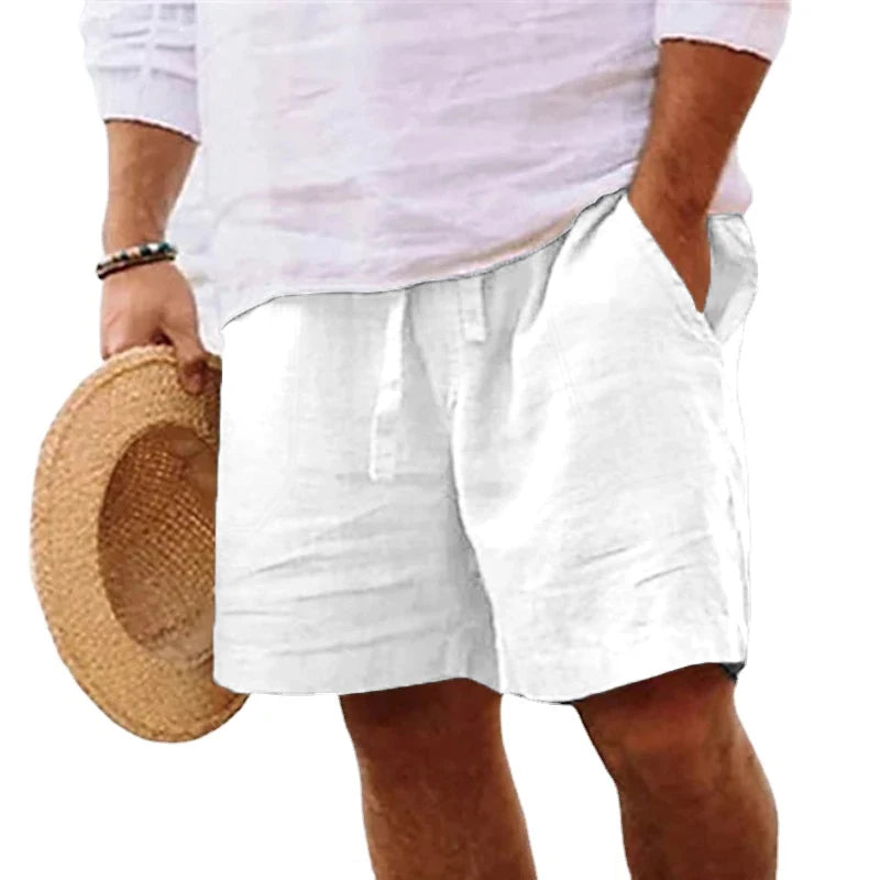 Novo short masculino de algodão, cor sólida, leve, para academia, praia, corrida e esportes, tamanho grande.
