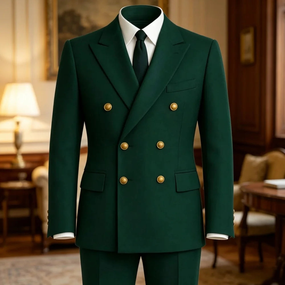Terno de Casamento Transpassado Slim Fit para Baile de Formatura, Conjunto Formal de 2 Peças (Blazer e Calça) para Convidados, Noivos, Festas e Banquetes